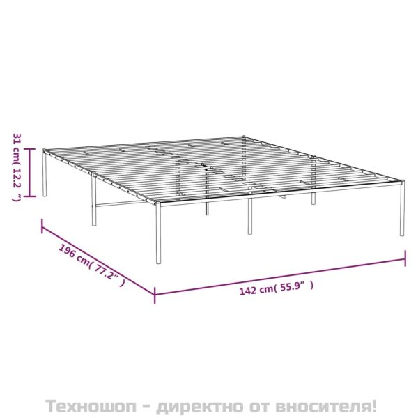 Метална рамка за легло, бяла, 135x190 см