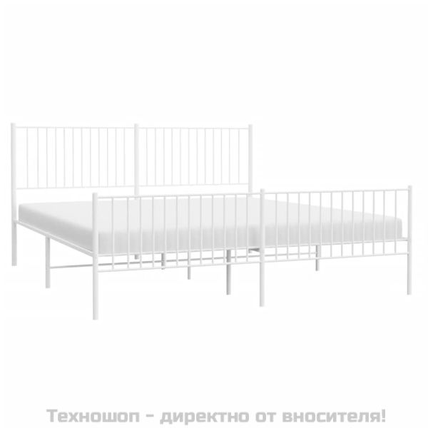 Метална рамка за легло с горна и долна табла, бяла, 193x203 см