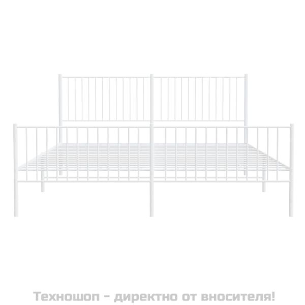 Метална рамка за легло с горна и долна табла, бяла, 193x203 см