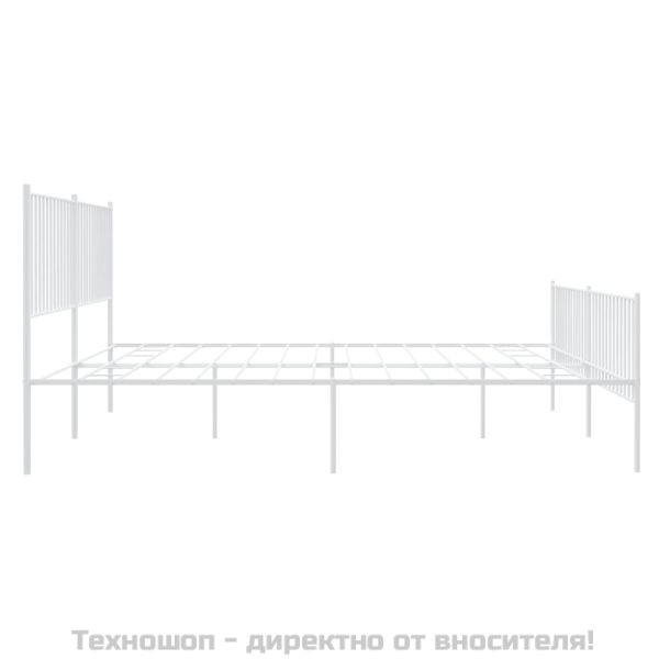 Метална рамка за легло с горна и долна табла, бяла, 193x203 см