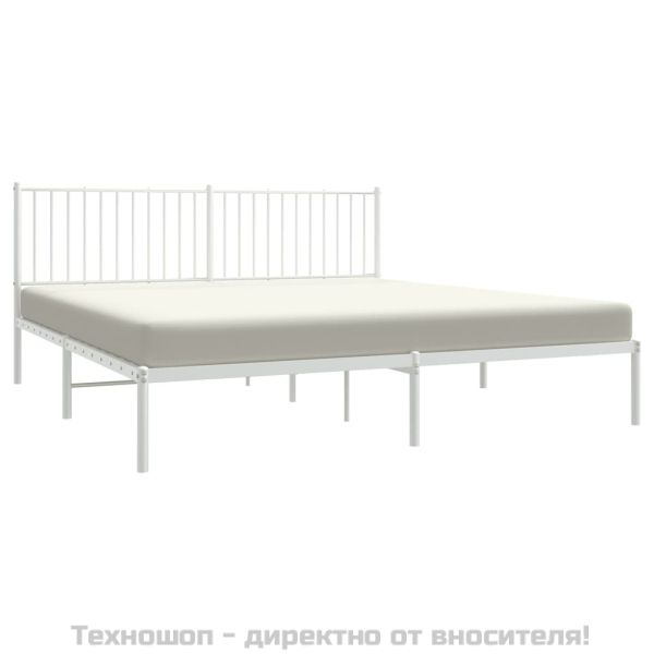 Метална рамка за легло с горна табла, черна, 183x213 см