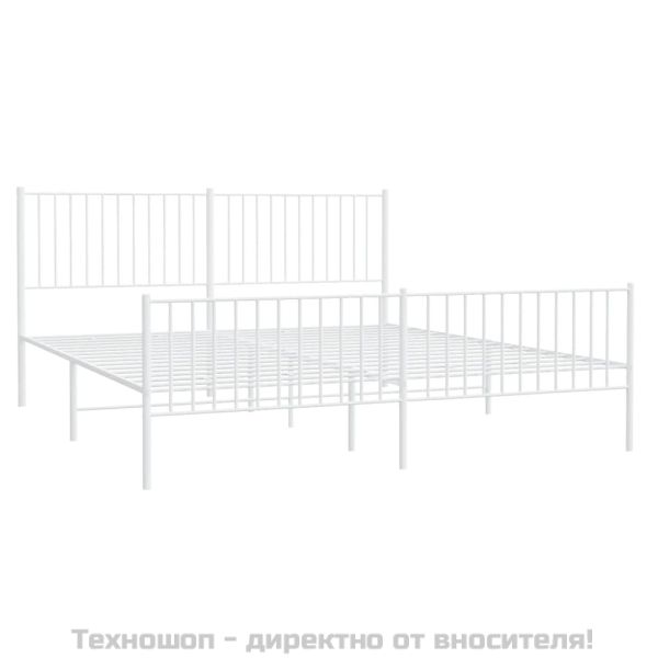 Метална рамка за легло с горна и долна табла, бяла, 183x213 см