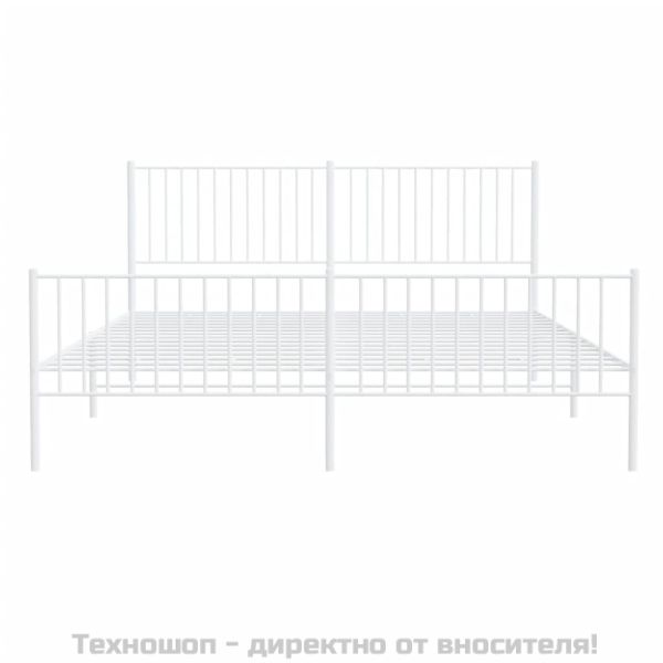 Метална рамка за легло с горна и долна табла, бяла, 183x213 см