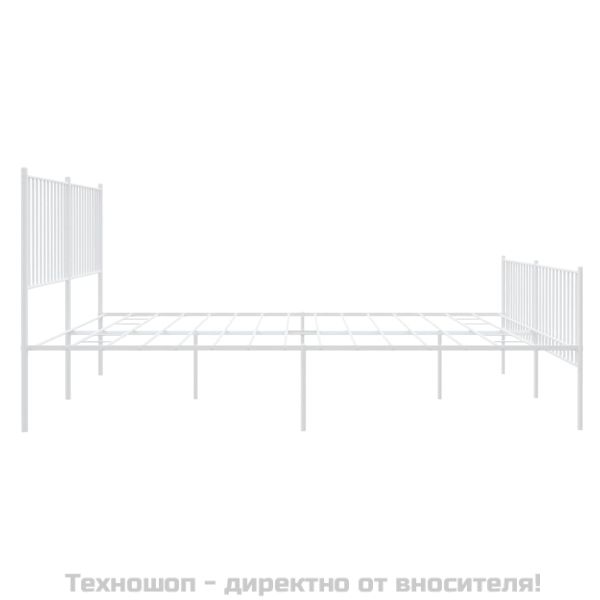 Метална рамка за легло с горна и долна табла, бяла, 183x213 см