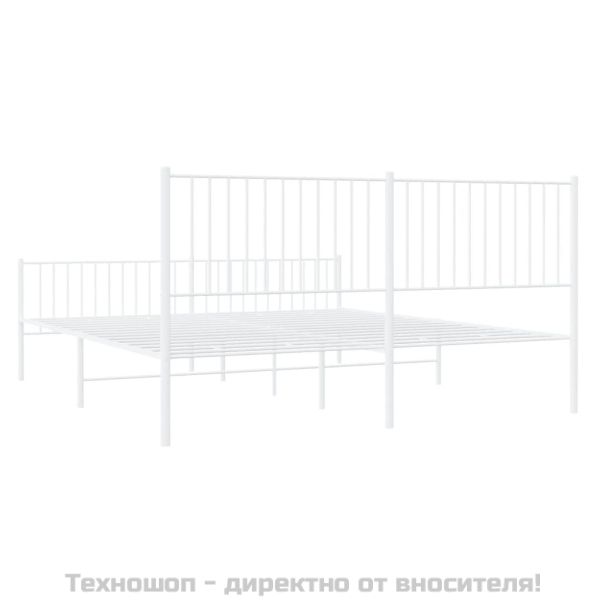 Метална рамка за легло с горна и долна табла, бяла, 183x213 см