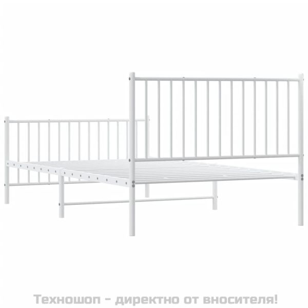 Метална рамка за легло с горна и долна табла, бяла, 107x203 см