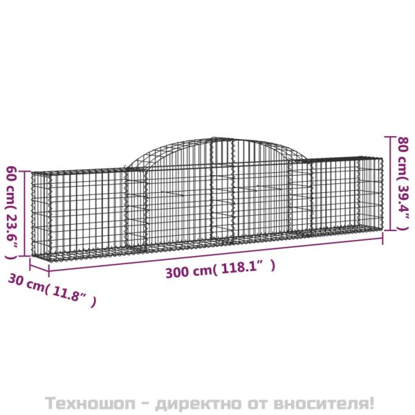 Габионни кошници арка 3 бр 300x30x60/80 см поцинковано желязо