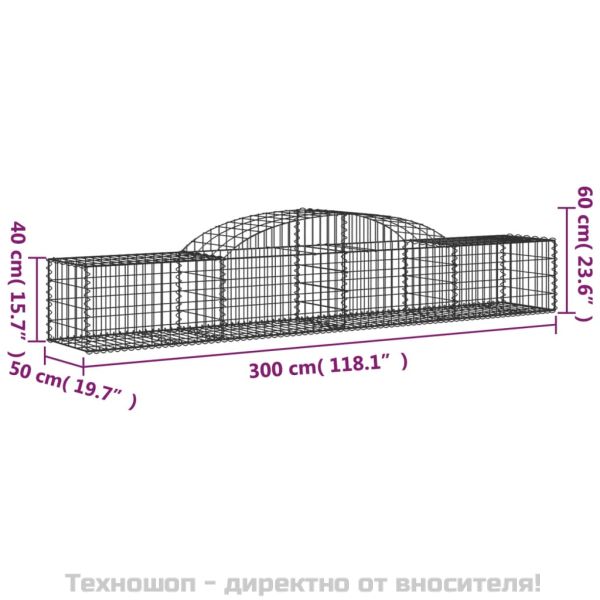 Габионни кошници арка 15 бр 300x50x40/60 см поцинковано желязо