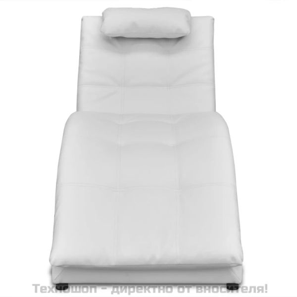 Кушетка с възглавница, бяла, изкуствена кожа