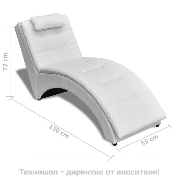 Кушетка с възглавница, бяла, изкуствена кожа