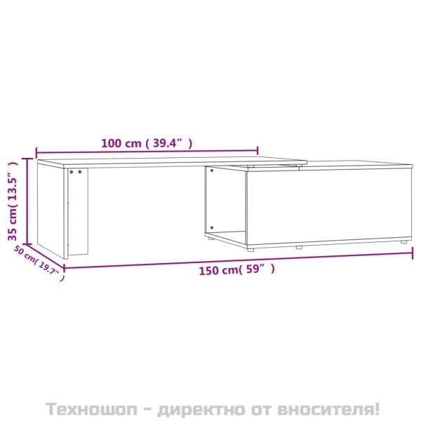 Маса за кафе, дъб сонома, 150x50x35 см, инженерно дърво