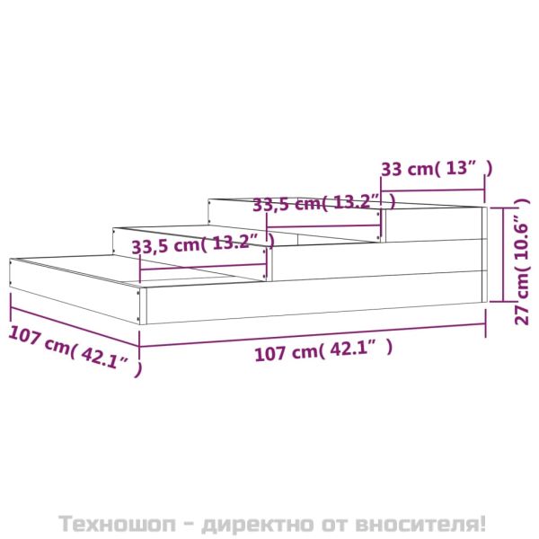 Плантер, 107x107x27 см, масивна дугласка дървесина