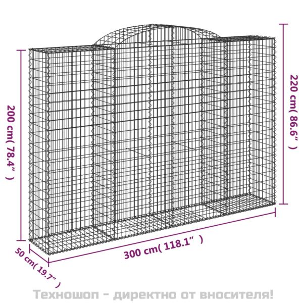Дъговидна габионна кошница 300x50x200/220 см поцинковано желязо
