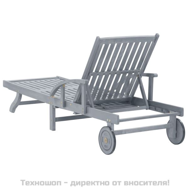 Градински шезлонг с шалте, акациево дърво масив