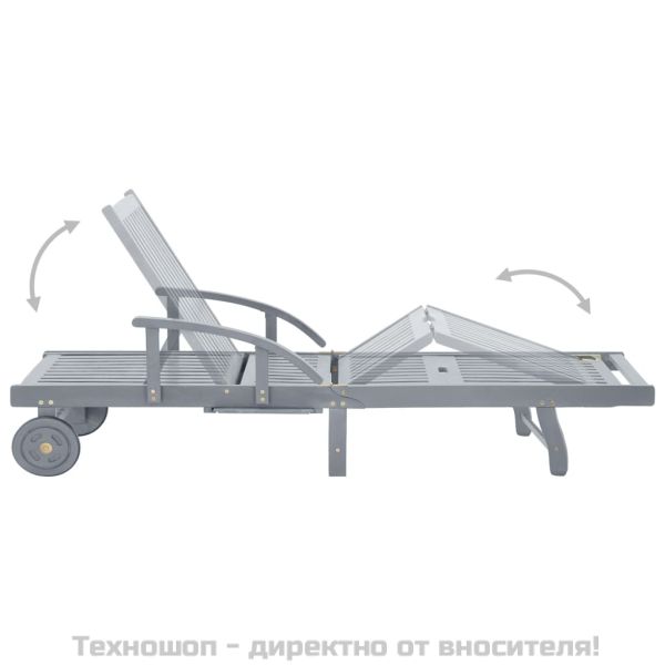 Градински шезлонг с шалте, акациево дърво масив