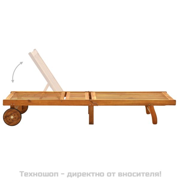 Градински шезлонг с шалте, акациево дърво масив