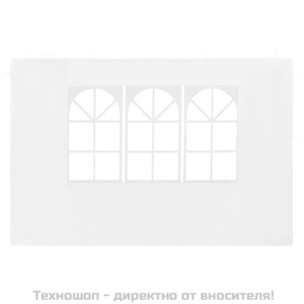 Странични стени за парти шатра, 2 бр, с прозорци, PE, бели