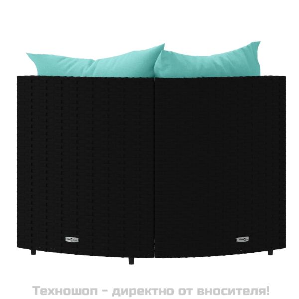 Градински ъглови дивани с възглавници, 2 бр, черни, полиратан