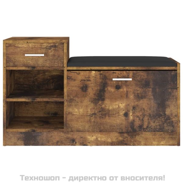Пейка за обувки, опушен дъб, 94,5x31x57 см, инженерно дърво