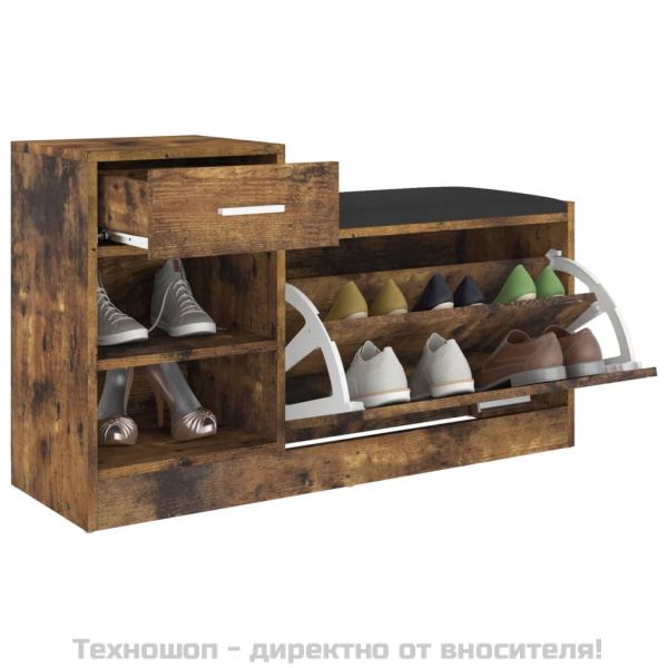 Пейка за обувки, опушен дъб, 94,5x31x57 см, инженерно дърво