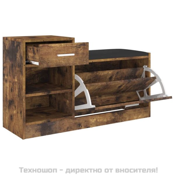 Пейка за обувки, опушен дъб, 94,5x31x57 см, инженерно дърво