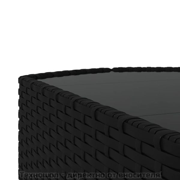 Градински лаундж комплект с възглавници 4 части черен полиратан