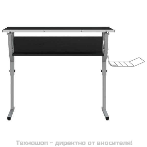 Бюро черно и сиво 110x53x(58-87) см инженерно дърво и стомана