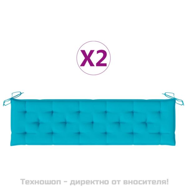 Възглавници за градински пейки 2 бр тюркоаз Оксфорд плат