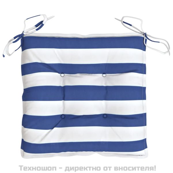Възглавници за стол 6 бр синьо-бяло райе 50x50x7см Оксфорд плат