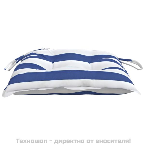 Възглавници за стол 6 бр синьо-бяло райе 50x50x7см Оксфорд плат
