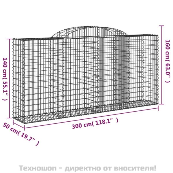 Габионни кошници арка 3 бр 300x50x140/160 см поцинковано желязо