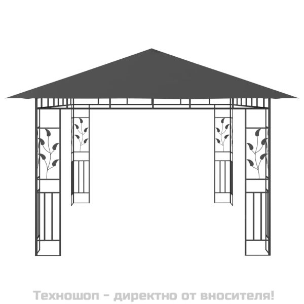 Шатра с мрежа срещу комари и LED стрингове 4x3x2,73 м антрацит