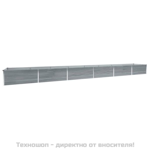 Градинска висока леха поцинкована стомана 600x80x45 см сива