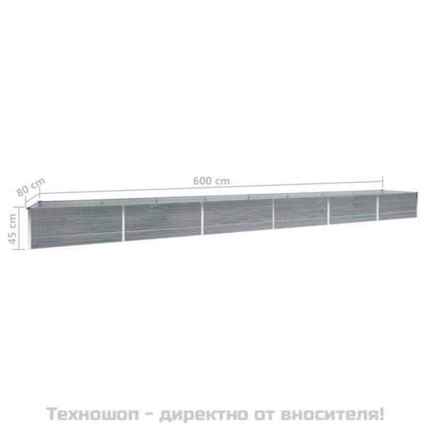 Градинска висока леха поцинкована стомана 600x80x45 см сива