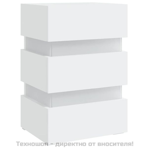 Нощно шкафче с LED, бяло, 45x35x67 см, инженерно дърво