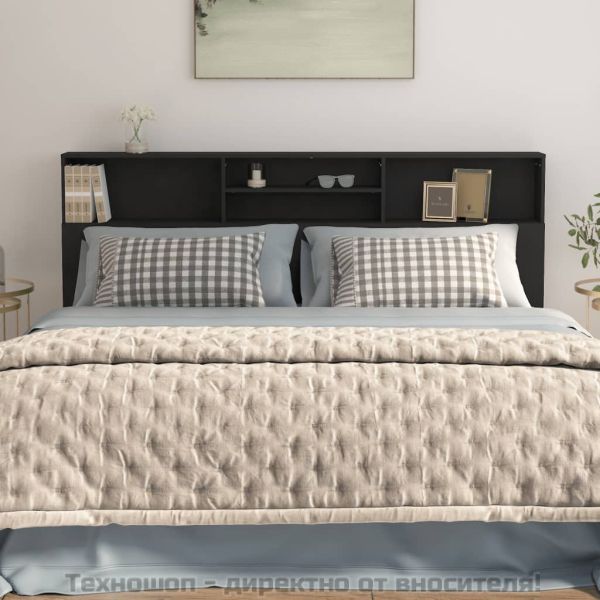 Табла за легло тип шкаф, черна, 200x19x103,5 см