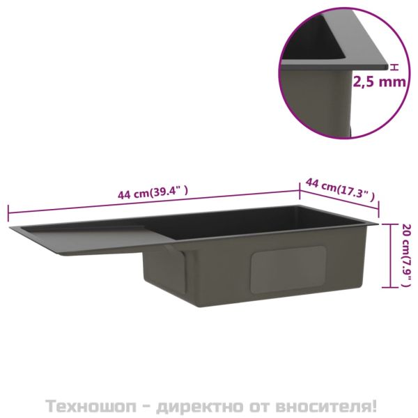 Ръчно изработена кухненска мивка, черна, неръждаема стомана
