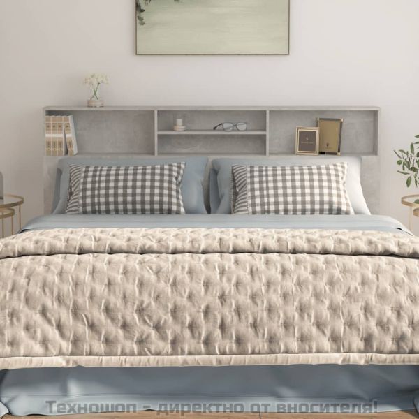 Табла за легло тип шкаф, бетонно сива, 200x19x103,5 см