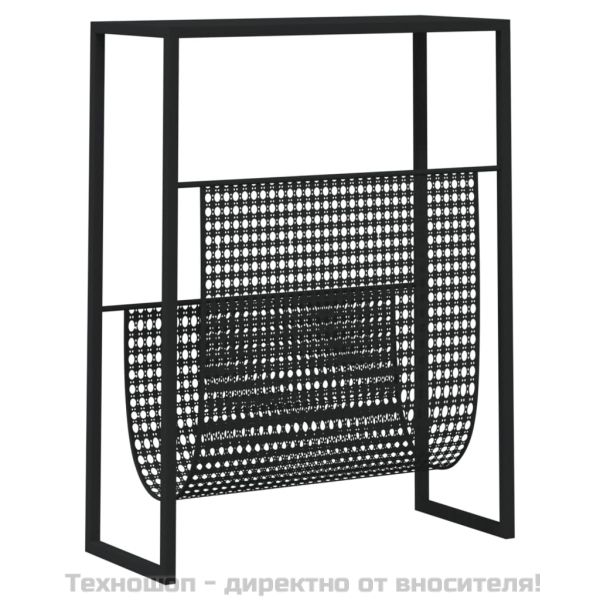 Поставка за списания, черна, 35x15x45 см, стомана