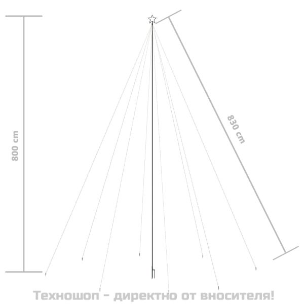 Светеща коледна елха закрито/открито 1300 LED студено бяла 8 м