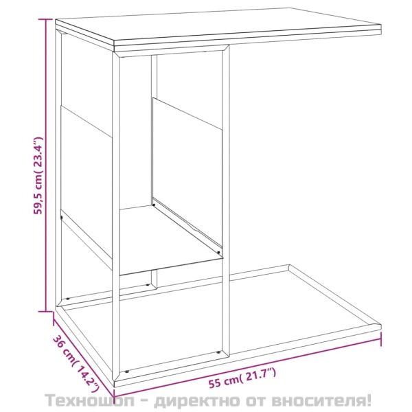 Странична маса, черна, 55x36x59,5 см, инженерно дърво