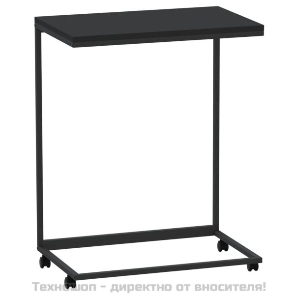 Помощна маса с колелца черна 55x35x70 см инженерно дърво