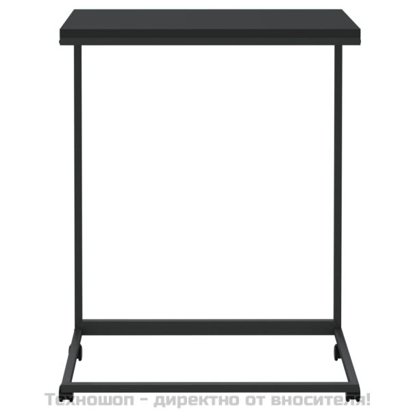 Помощна маса с колелца черна 55x35x70 см инженерно дърво