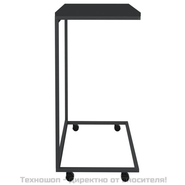 Помощна маса с колелца черна 55x35x70 см инженерно дърво