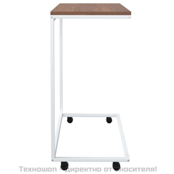Помощна маса с колелца бяла 55x35x70 см инженерно дърво