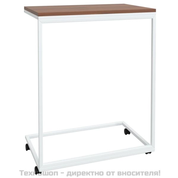 Помощна маса с колелца бяла 55x35x70 см инженерно дърво