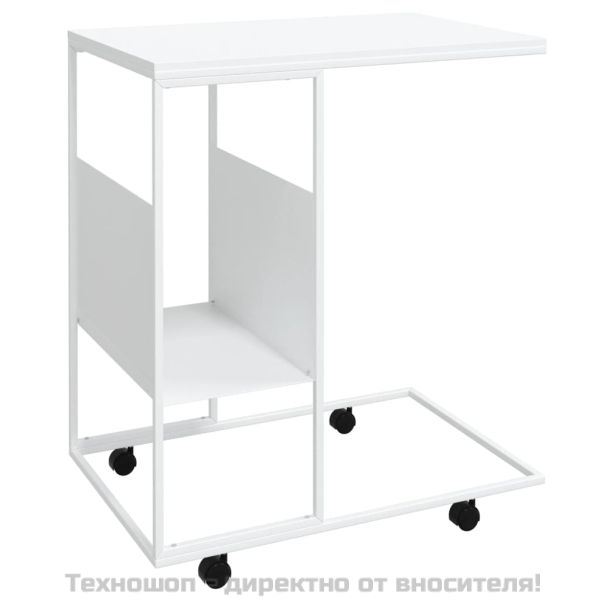 Помощна маса с колелца бяла 55x36x63,5 см инженерно дърво