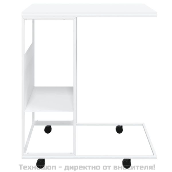 Помощна маса с колелца бяла 55x36x63,5 см инженерно дърво
