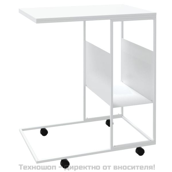 Помощна маса с колелца бяла 55x36x63,5 см инженерно дърво