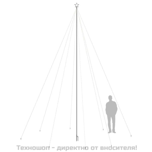 Светеща коледна елха за закрито и открито 1300 LED синя 8 м